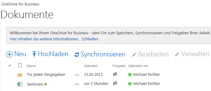 Dateien in OneDrive for Business