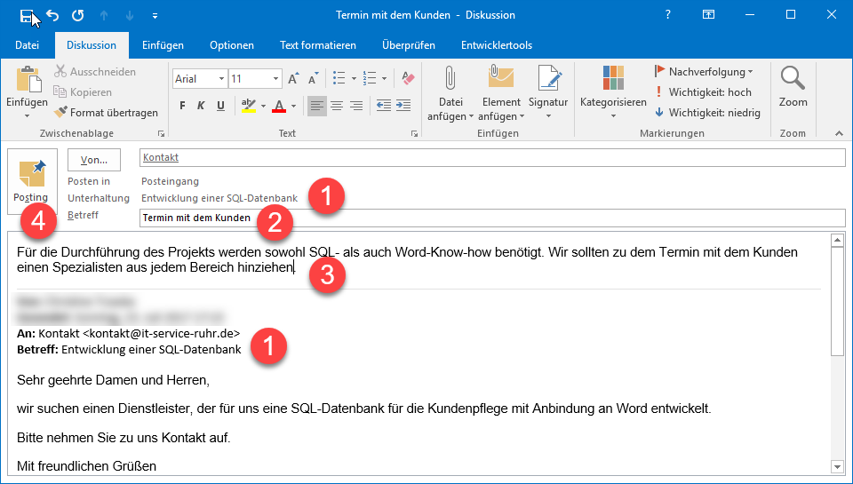E-Mail-Diskussion in Outlook