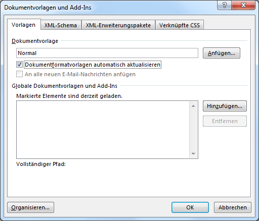 In Word Dokumentvorlagen verbinden